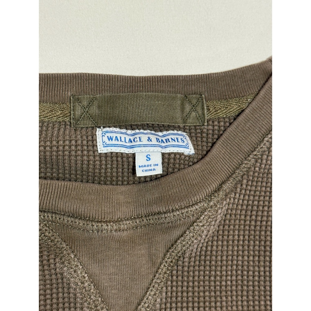 Wallace & Barnes Brown Waffle Knit Thermal Crewneck Shirt Small 100% Cotton - Picture 3 of 5